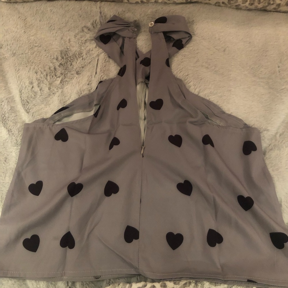 Gray with heart. Halter blouse.